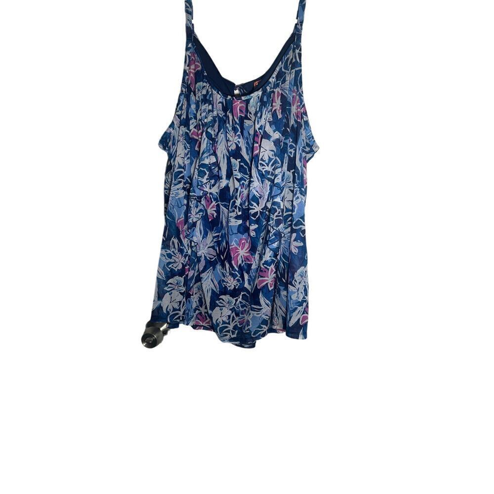 Lane Bryant Blue Floral Layered Chiffon Tank - Size 26/28 - Picture 3 of 10